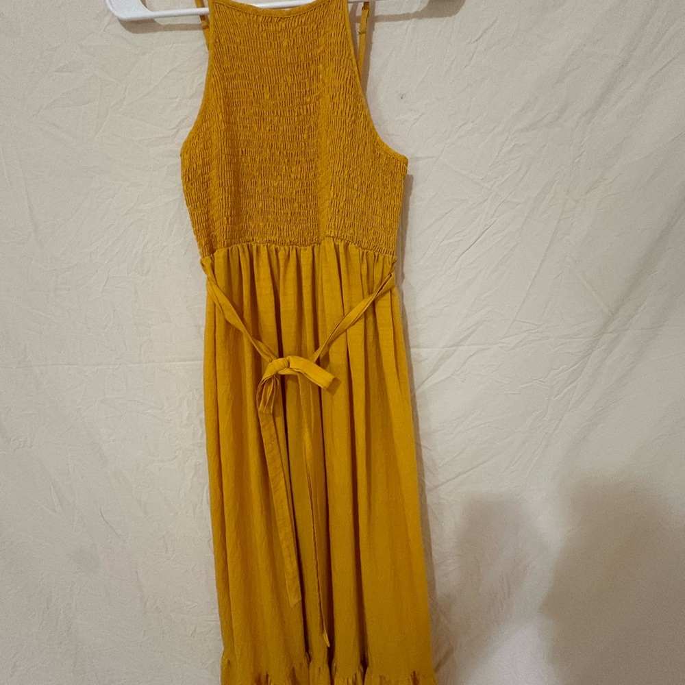 SHEIN Strapless Mustard Yellow Dress